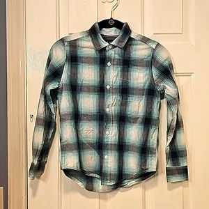Green Black plaid button down size 7/8